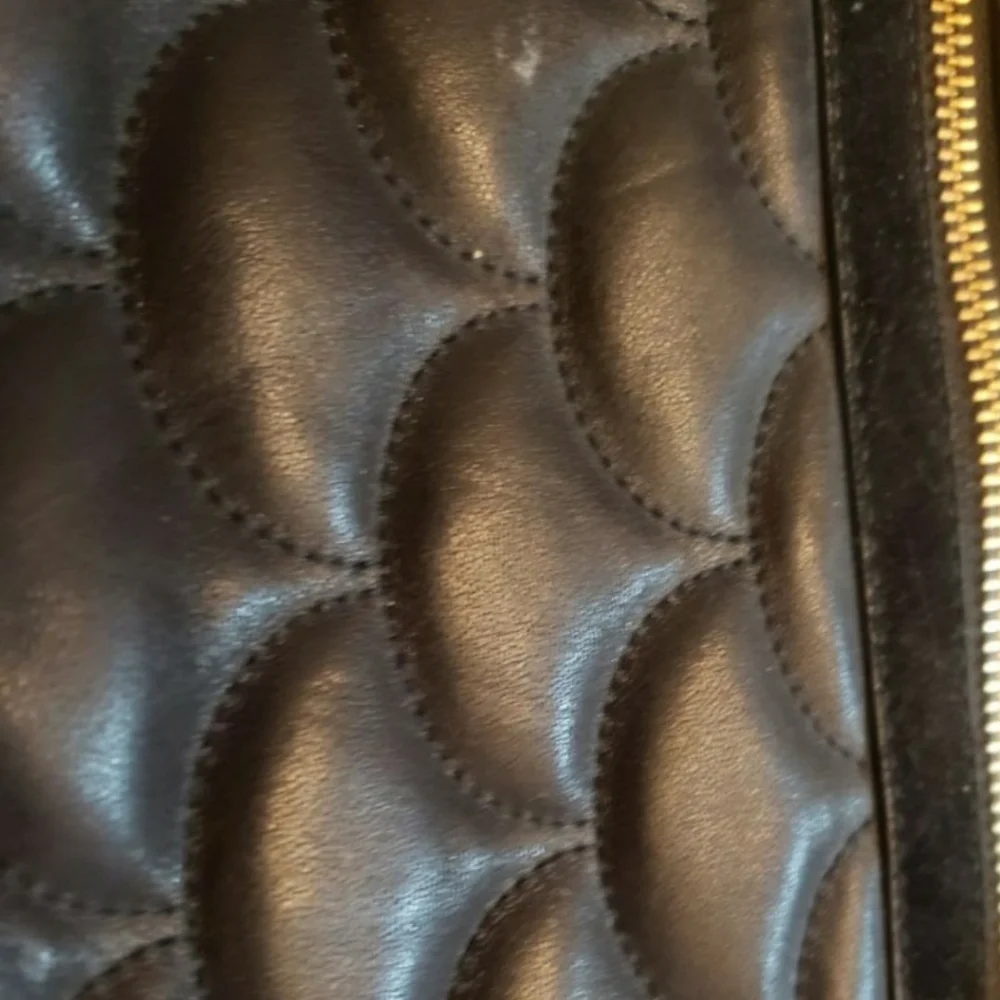 Badgley Mischka Black Quilted Handbag with Gorgeous Gold Accents